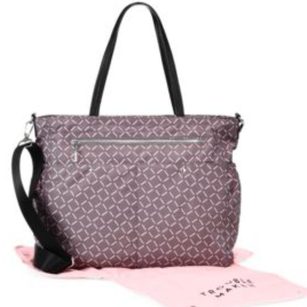 MILLY Luxe Baby Diaper Bag with Changing Pad in Grey and Pink Brand New NWT